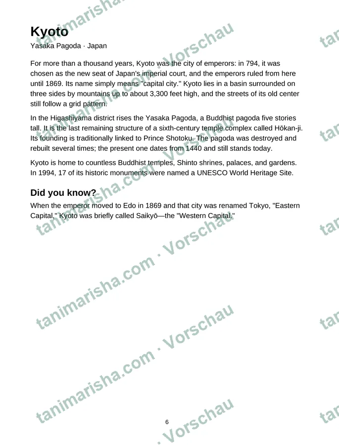 Every City Tells a Story – Kyoto – Yasaka Pagoda (page 7) (Textseite)
