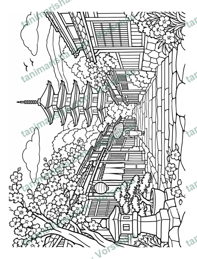 Every City Tells a Story – Kyoto – Yasaka Pagoda (page 7) (Ausmalseite)