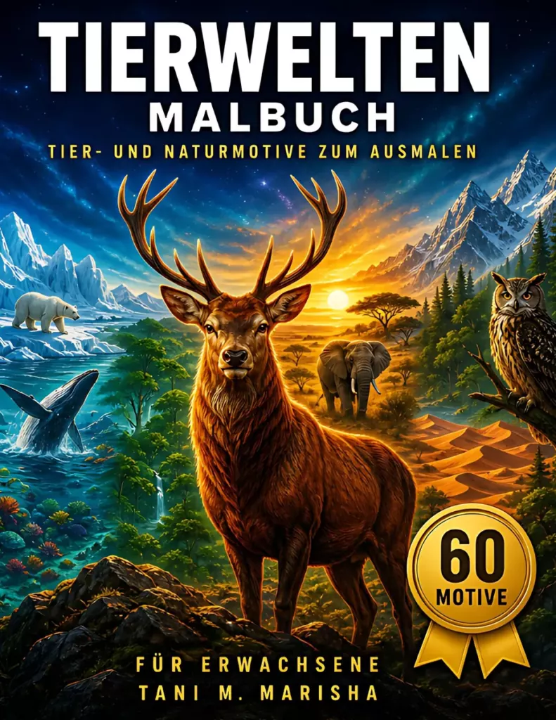 Tierwelten Malbuch für Erwachsene – Cover
